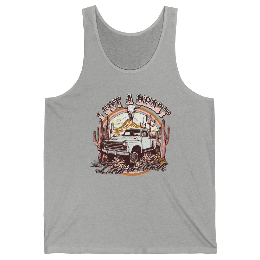 Retro Desert Bull Skull I Got A Heart Like A Truck Western Unisex Jersey Tank