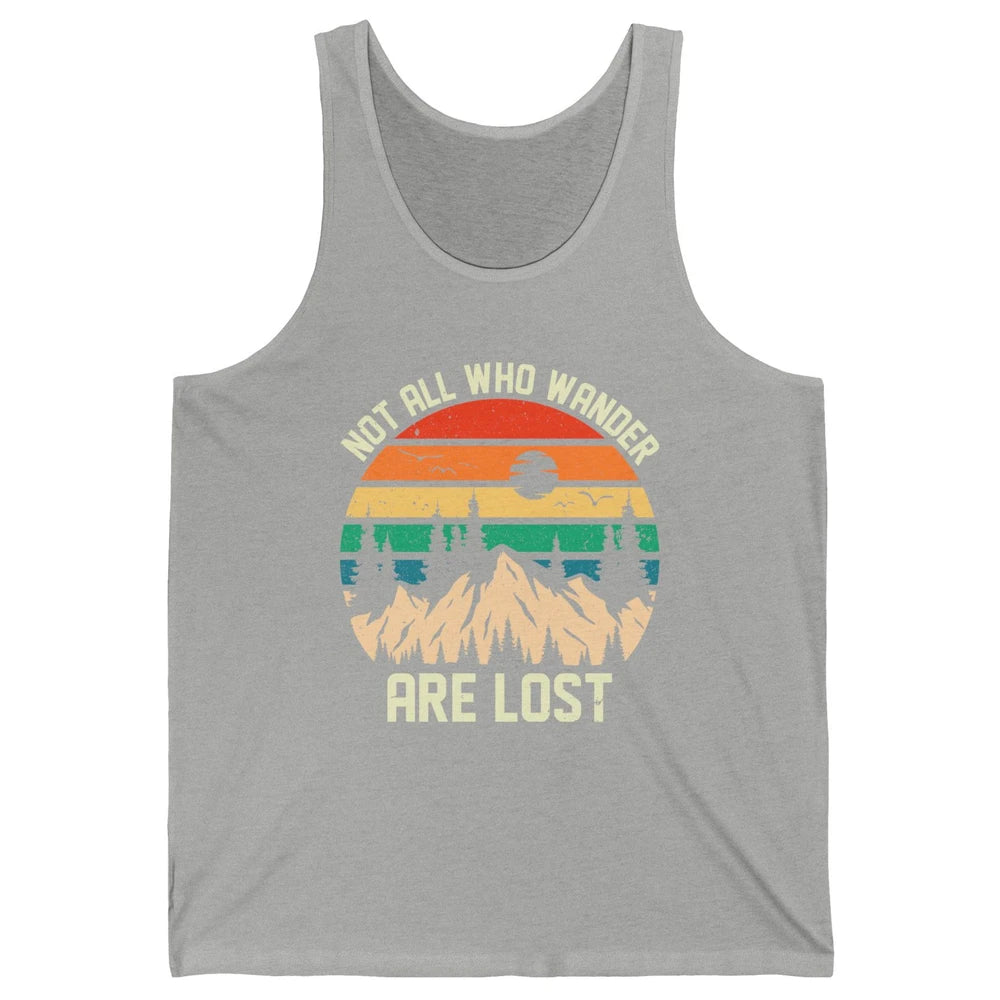Retro Mountain Sunset Camping Not All Who Wander Are Lost Unisex Jersey Tank