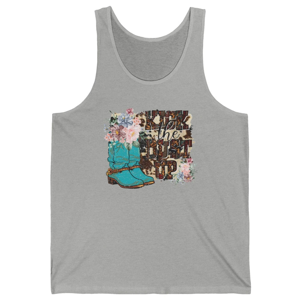 Retro Floral Cowgirl Boot Kick The Dust Up Western Country Unisex Jersey Tank