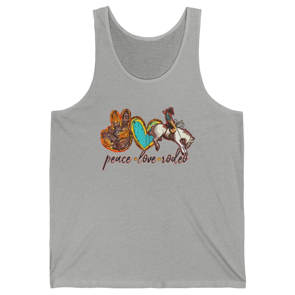 Retro Peace Love Rodeo Cowboy Boots Western Country Cowgirl Unisex Jersey Tank