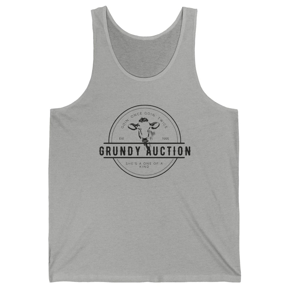 Retro Cow Cattle Grundy County Auction Western Country Farm Unisex Jersey Tank