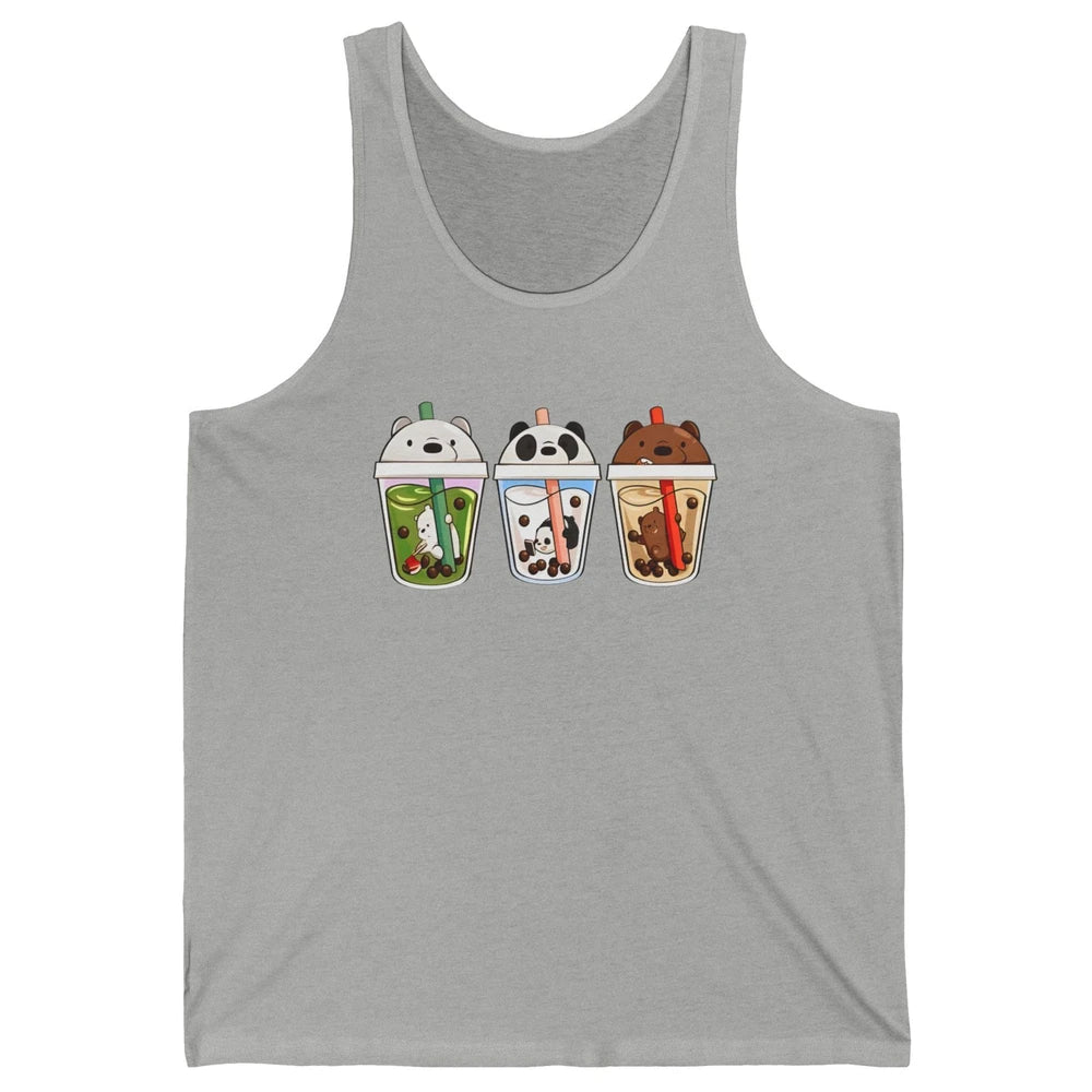 Panda Milk Tea Bears Milk Tea Animal Drinking Boba Lovers Unisex Jersey Tank