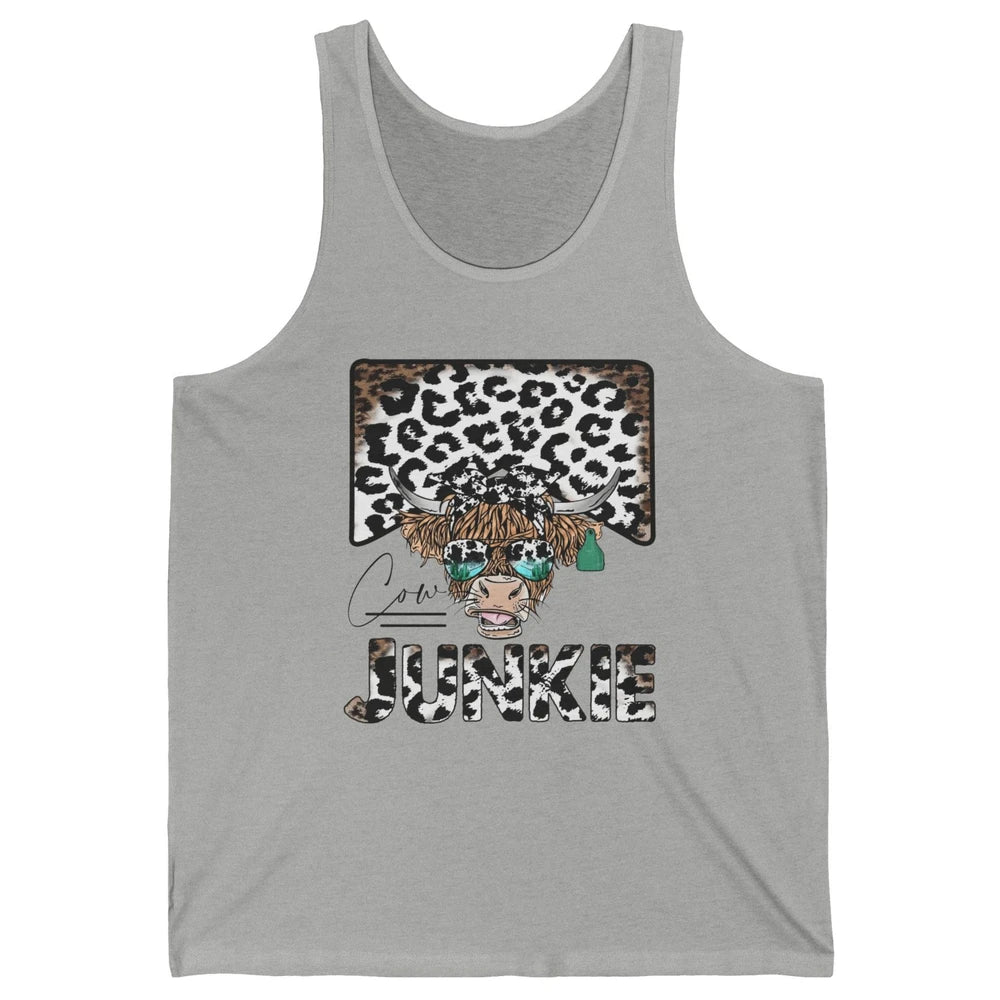 Leopard Highland Cow Bandana Cow Junkie Western Country Unisex Jersey Tank