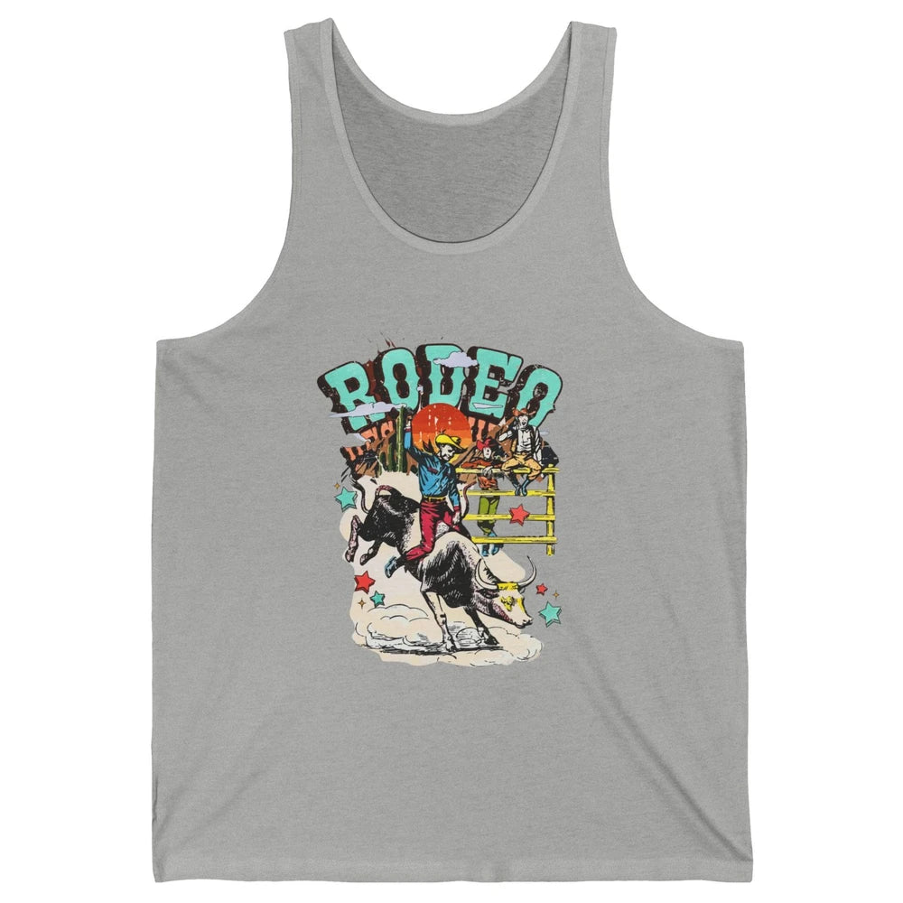 Retro Cowboy Horsing Rodeo Dad Bull Racing Western Country Unisex Jersey Tank