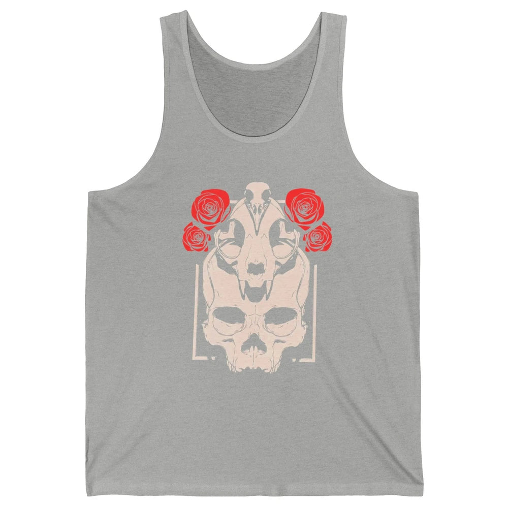 Mystical Skulls Gothic Witch Floral Grunge Magic Occult Edgy Unisex Jersey Tank