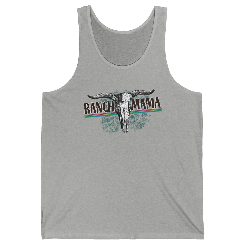 Retro Ranch Mama Highland Cow Skull Western Country Cowboy Unisex Jersey Tank