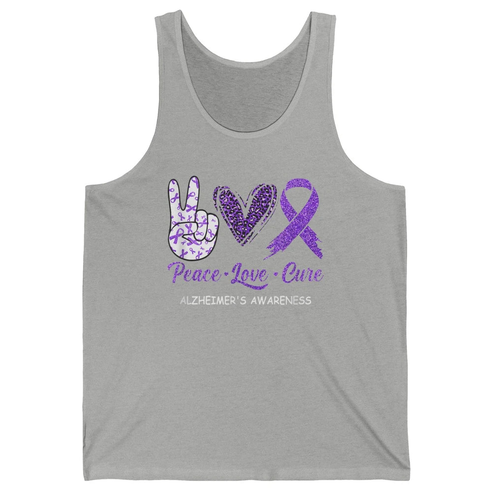 Peace Love Cure Purple Ribbon Alzheimer Disease Awareness Unisex Jersey Tank