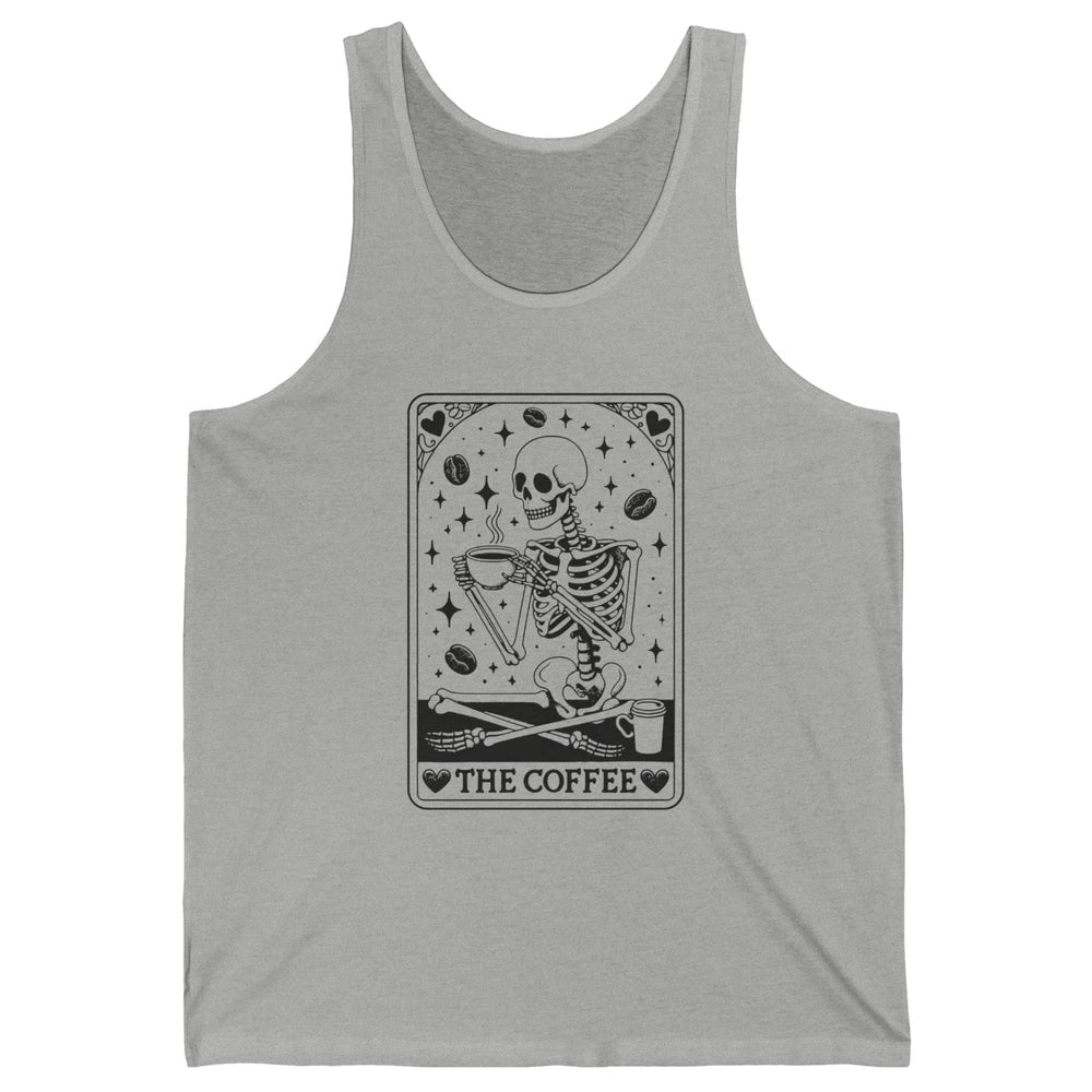 Funny Skeleton The Coffee Tarot Card Witchcraft Halloween Unisex Jersey Tank