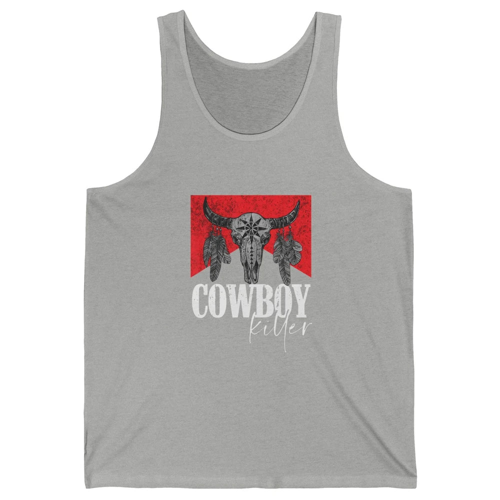 Retro Cow Skull Cowboy Killer Punchy Bull Western Country Unisex Jersey Tank