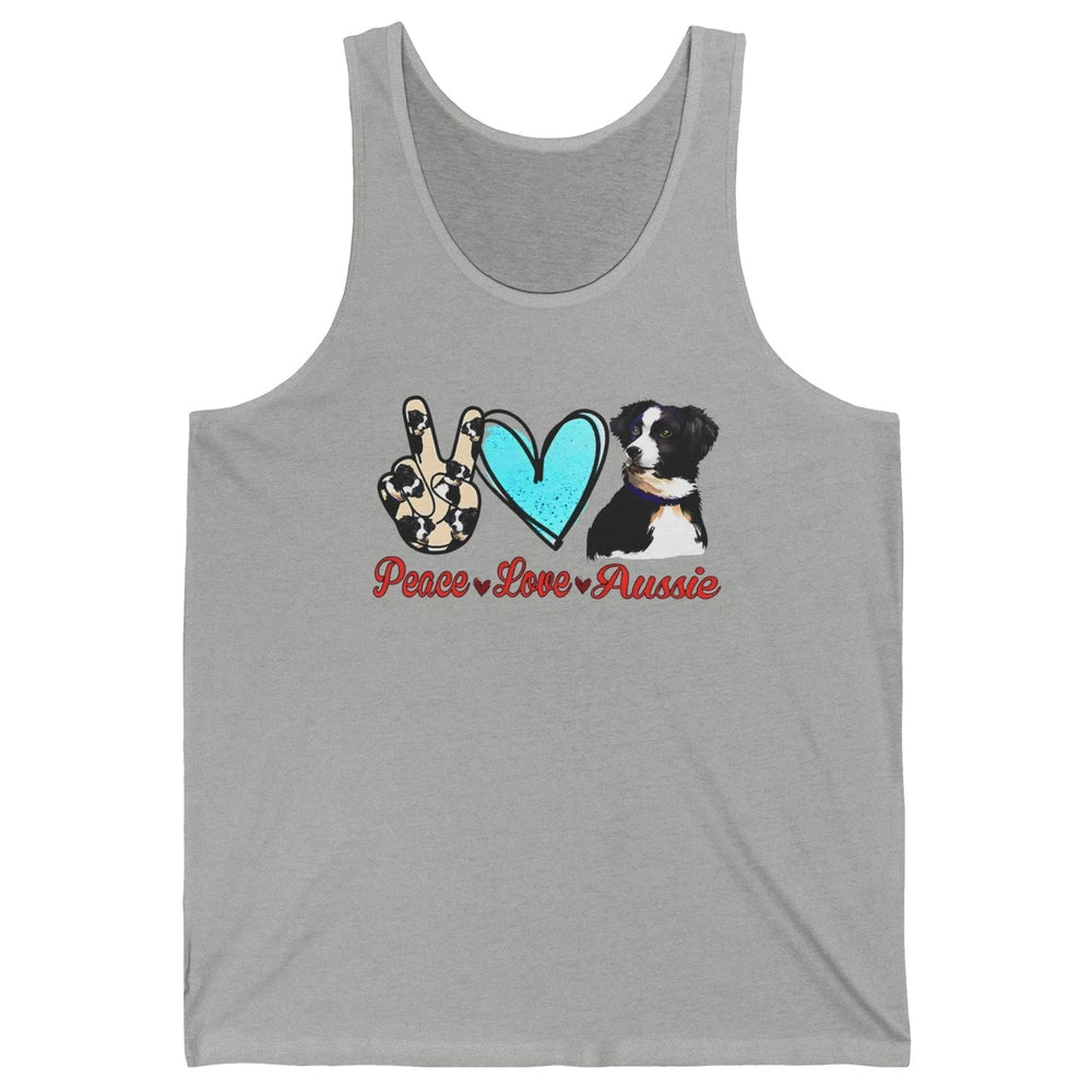 Peace Love Aussie Dog Lovers Australian Shepherd Dad Mom Unisex Jersey Tank