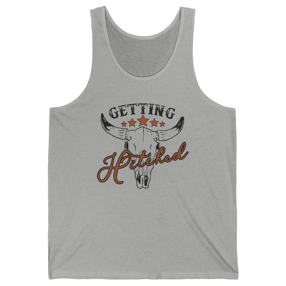 Retro Bull Skull Getting Rowdy Gettin Hitched Western Bridal Unisex Jersey Tank