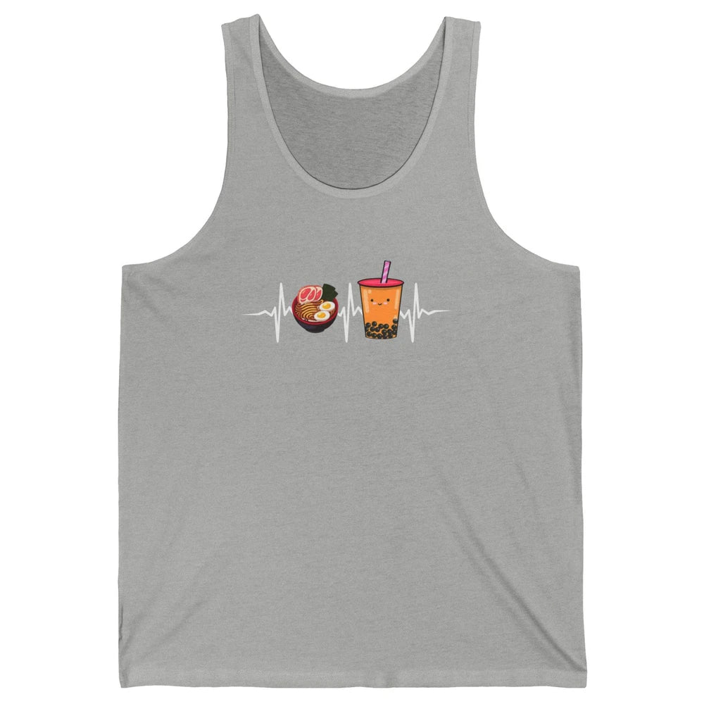 Ramen And Bubble Tea Lovers Heartbeat Japanese Food Kawaii Unisex Jersey Tank