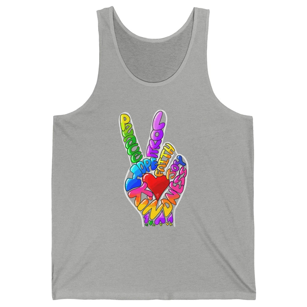 Peace Love Hope Joy Faith Kindness Word Christian Religious Unisex Jersey Tank