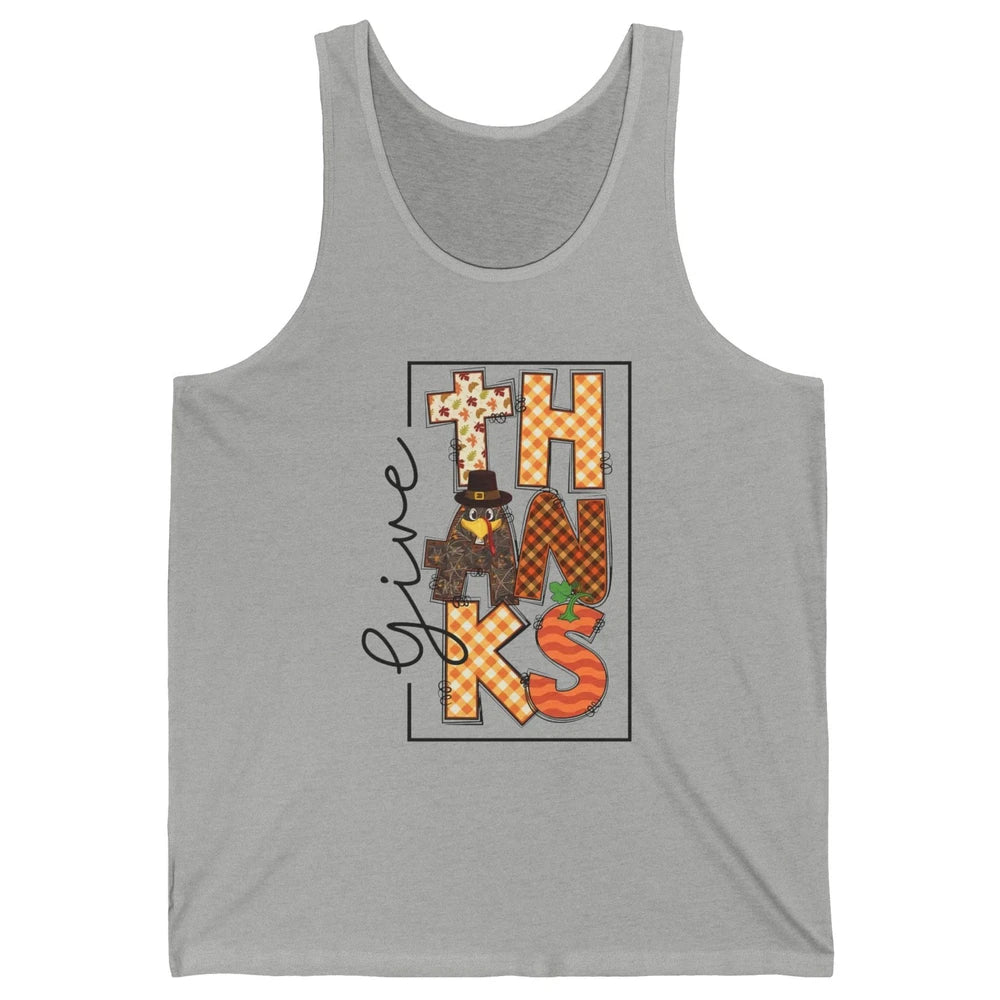 Give Thanks Happy Fall Pumpkin Turkey Dinner Thanksgiving Unisex Jersey Tank