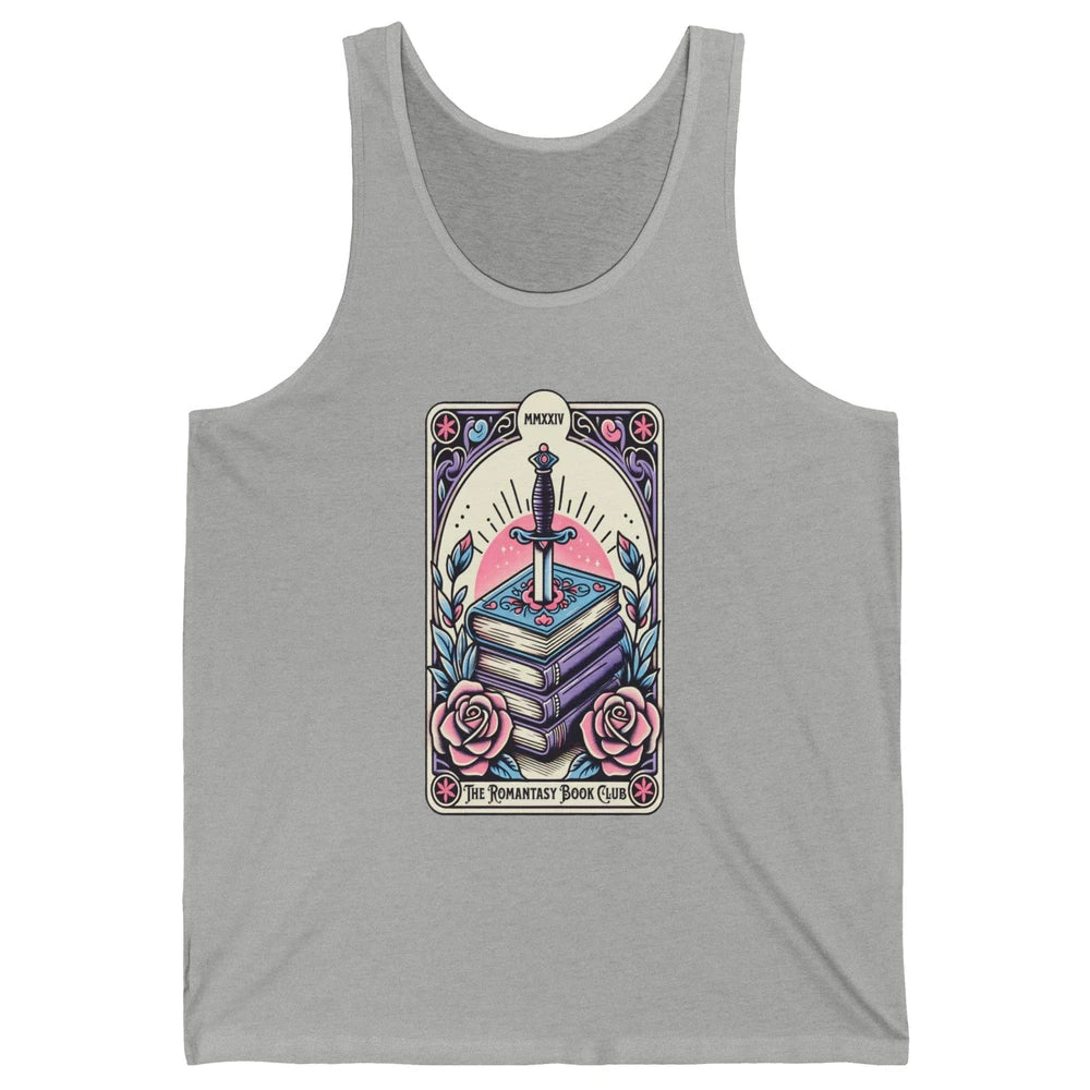 Romantasy Book Club Pastel Tarot Card Sword Floral Reading Books Bookish Bookworm Unisex Jersey Tank