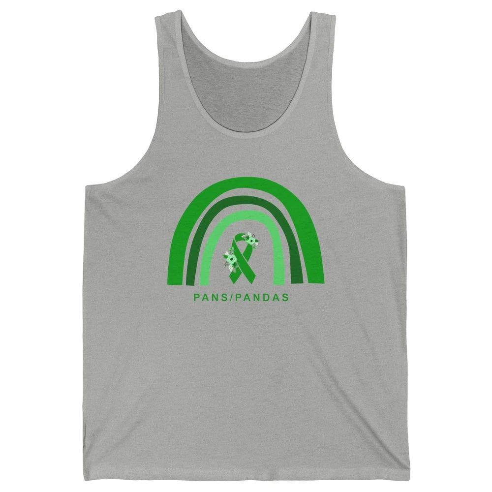 PANS/PANDAS Awareness Floral Green Ribbon Rainbow Pans Unisex Jersey Tank