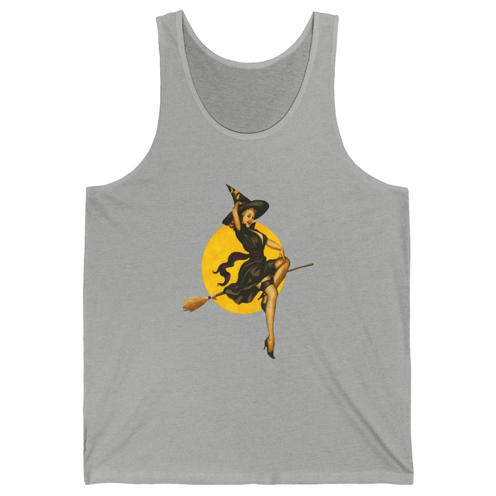 Pin Up Vintage Witch Pastel Witchcraft Halloween Spooky Goth Unisex Jersey Tank