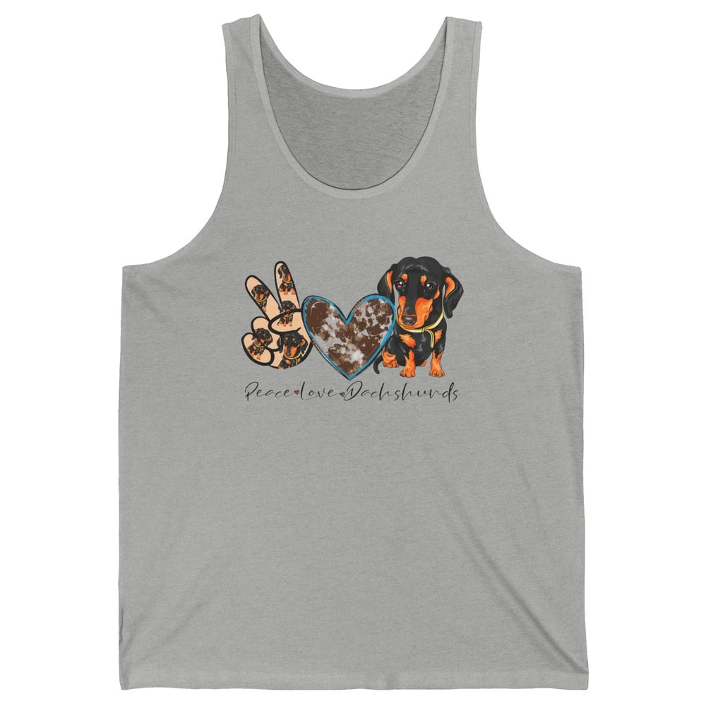 Peace Love Dachshund Dog Mom Dachshund Lovers Wiener Mom Unisex Jersey Tank
