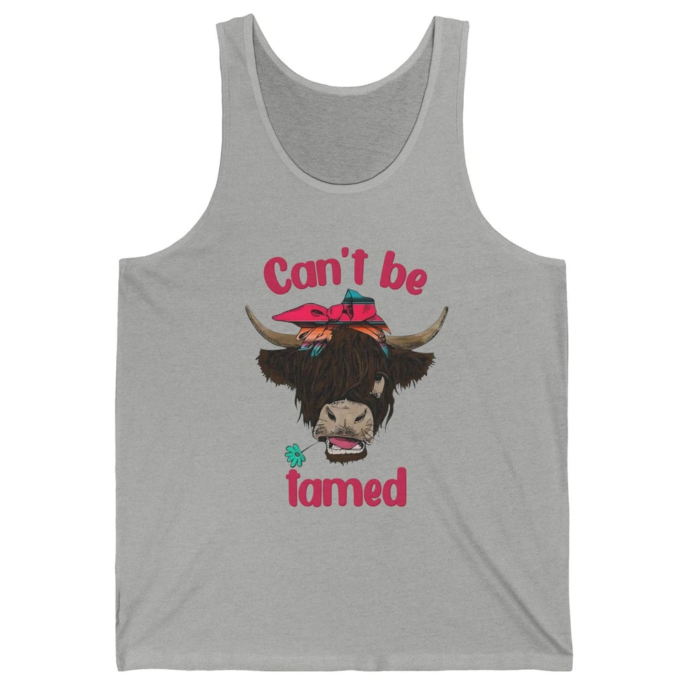 Retro Highland Cow Bandana Can't Be Tamed Western Farm Unisex Jersey Tank