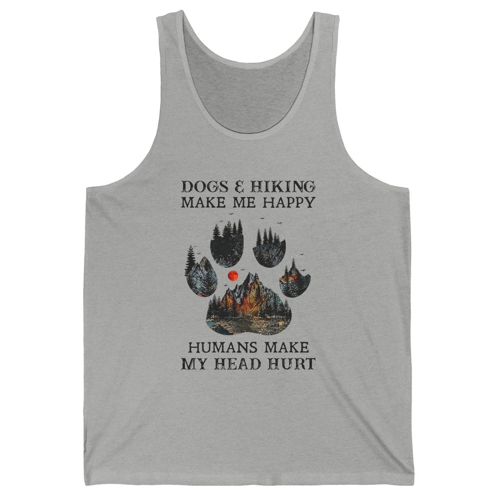 Retro Mountain Dogs & Hiking Make Me Happy Dogs Paws Camping Unisex Jersey Tank