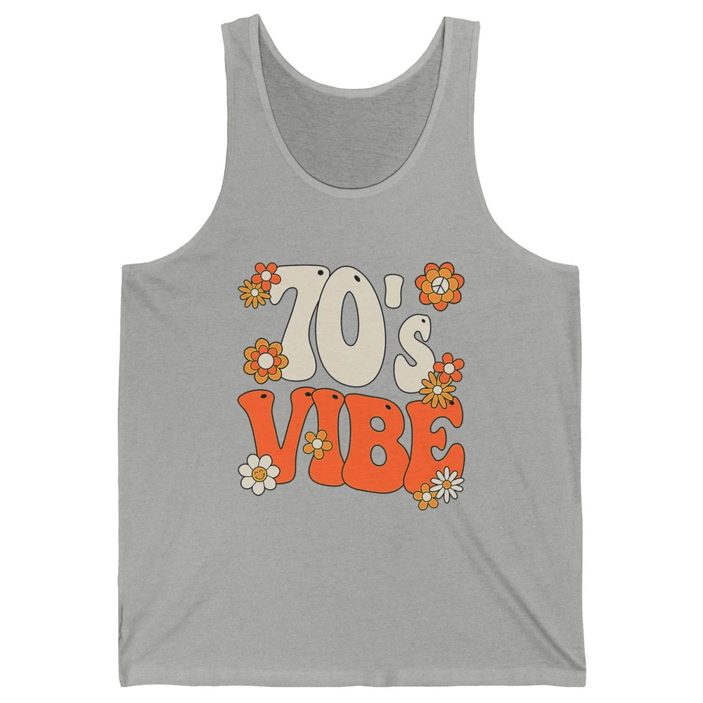 Retro 70s Vibe Groovy Smile Daisy Hippie Positive 1970 Party Unisex Jersey Tank