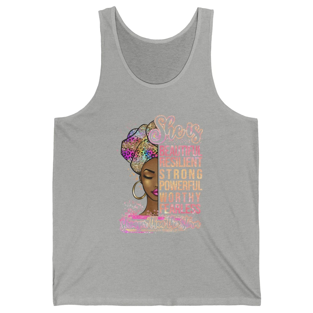 Afro Woman Strong Than Storm Melanin African American Woman Unisex Jersey Tank