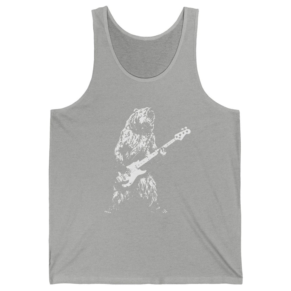 Retro Bear Playing Bass Guitar Bear Guitarist Music Lovers Unisex Jersey Tank