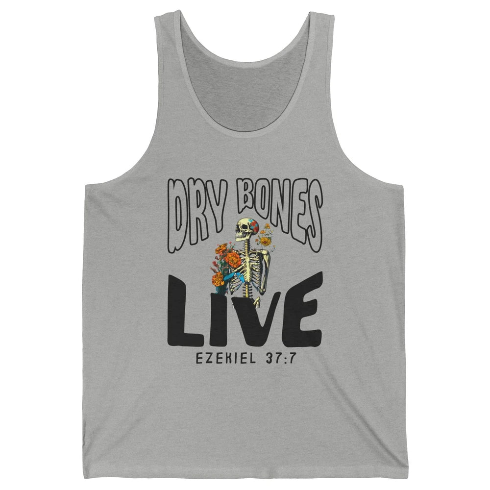Floral Skeleton Dry Bones Come Alive Christian Halloween Unisex Jersey Tank