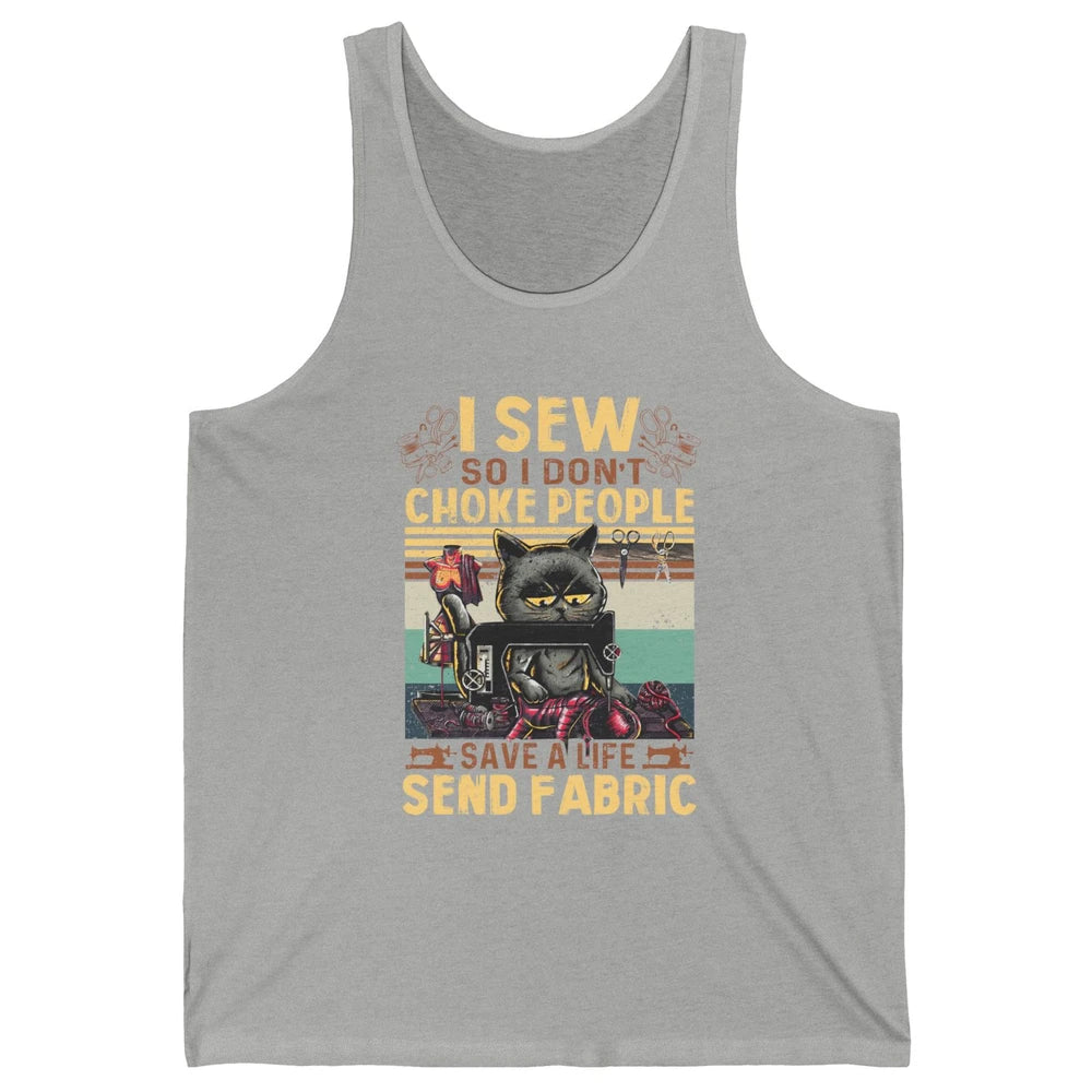 Retro Black Cat I Sew So I Dont Choke People Sewing Quilting Unisex Jersey Tank