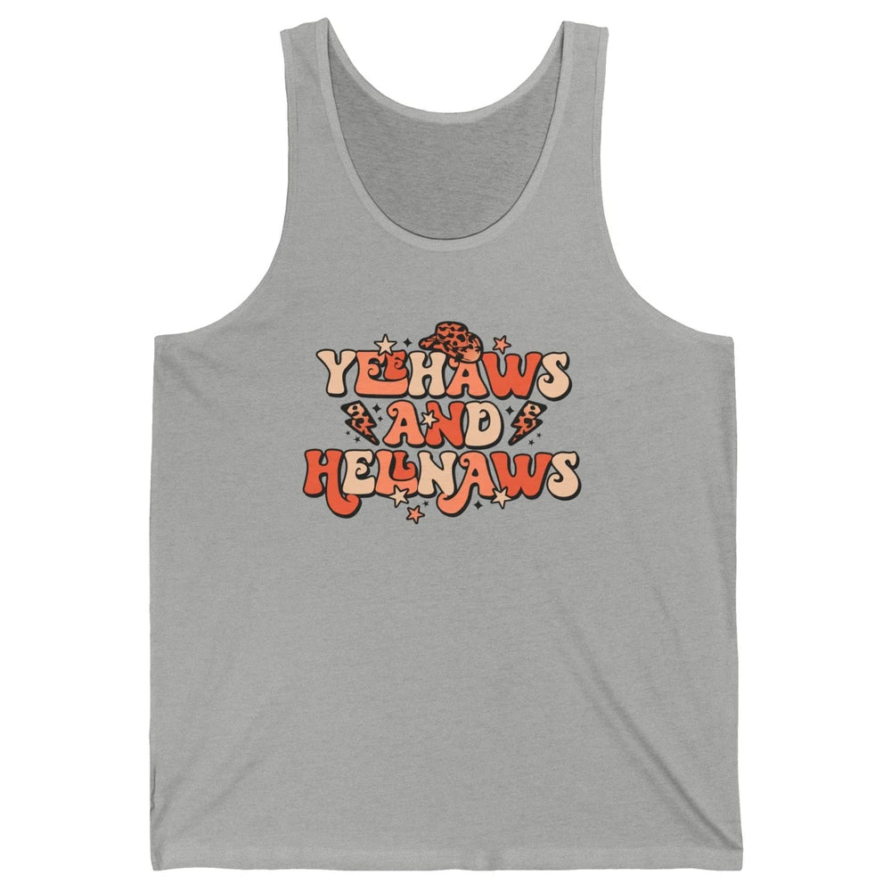 Retro Cowboy Leopard Yeehaws And Hell Naws Western Country Unisex Jersey Tank