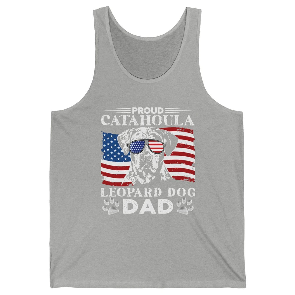 Proud Catahoula Leopard Dog Dad US Flag Patriotic 4th July Unisex Jersey Tank