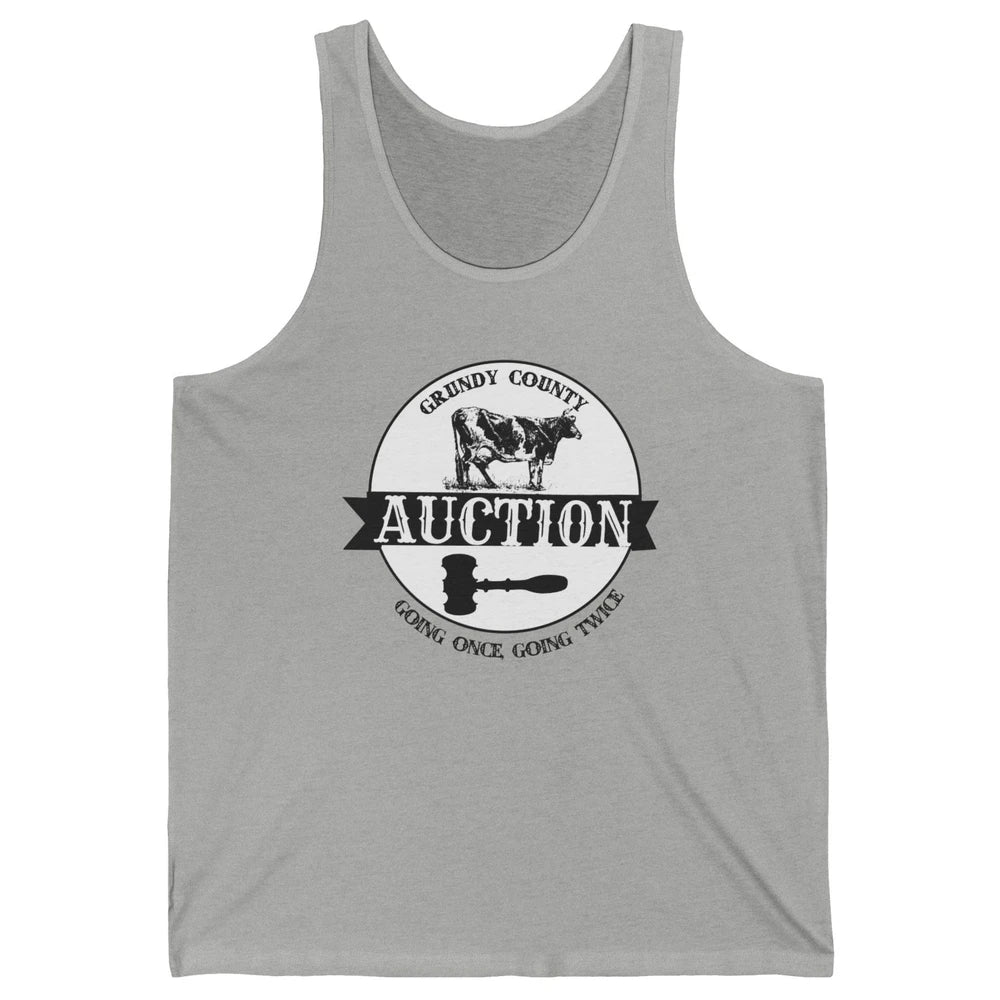 Retro Cow Cattle Grundy County Auction Western Country Farm Unisex Jersey Tank