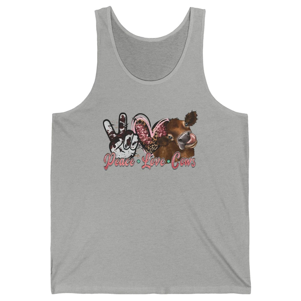 Peace Love Cows Farm Animals Western Cowhide Cow Lovers Gift Unisex Jersey Tank