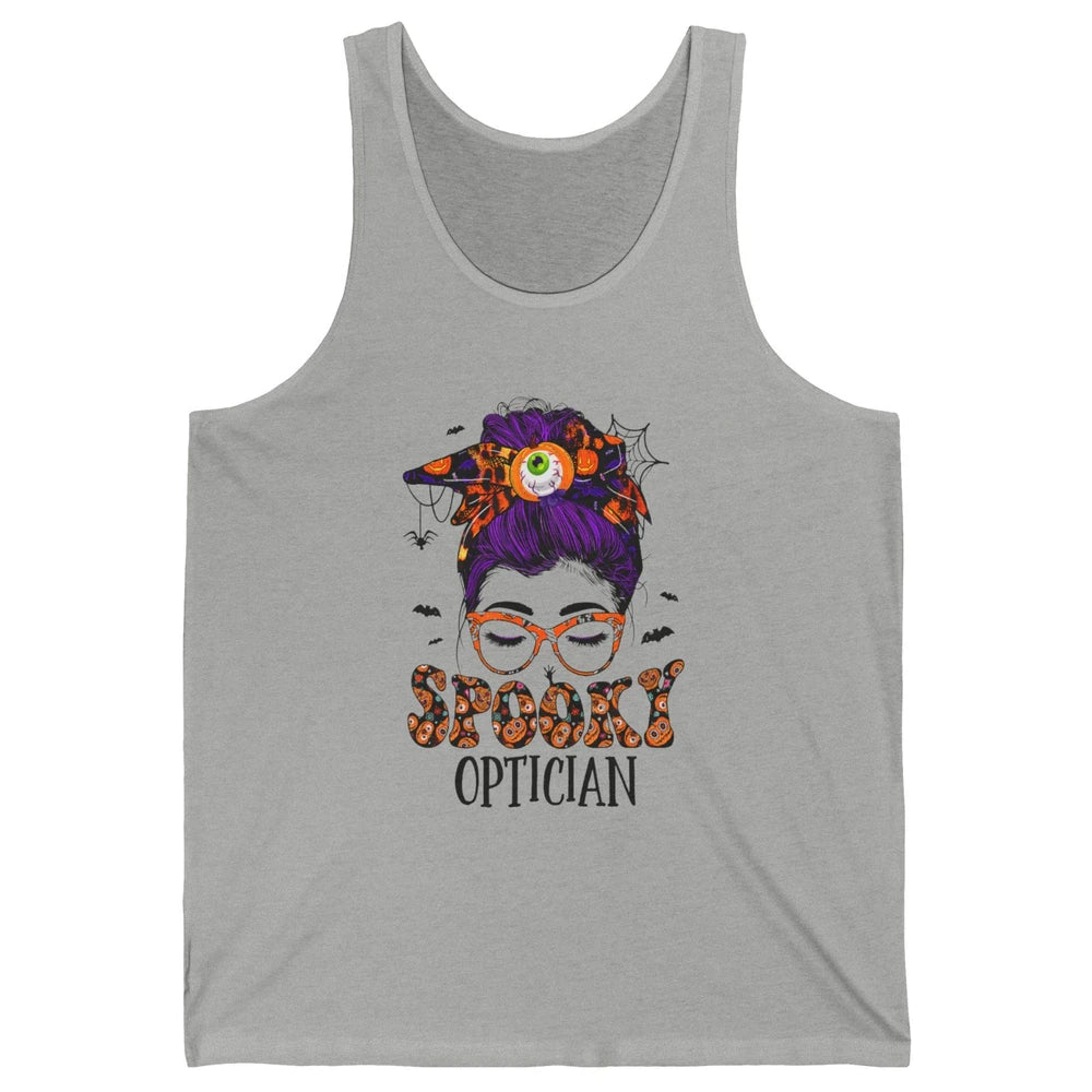 Optician Messy Hair Bun Eye Glasses Halloween Spooky Season Unisex Jersey Tank
