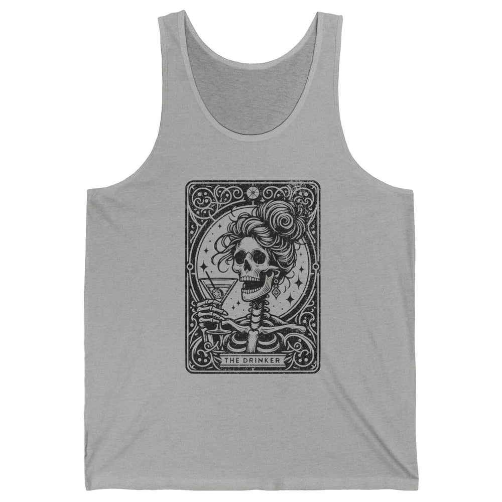 Skeleton The Drinker Tarot Card Halloween Drunk Mom Drinking Unisex Jersey Tank