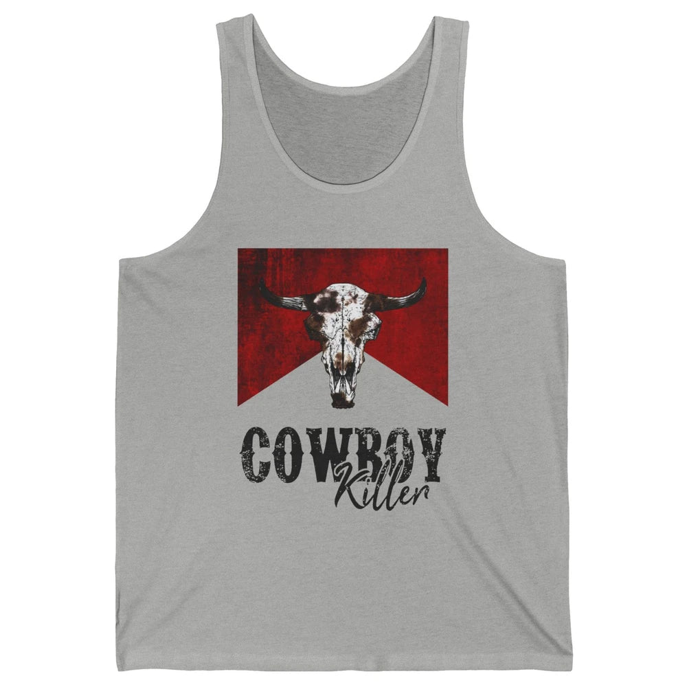 Retro Cow Skull Cowboy Killer Western Country Cowgirl Gift Unisex Jersey Tank