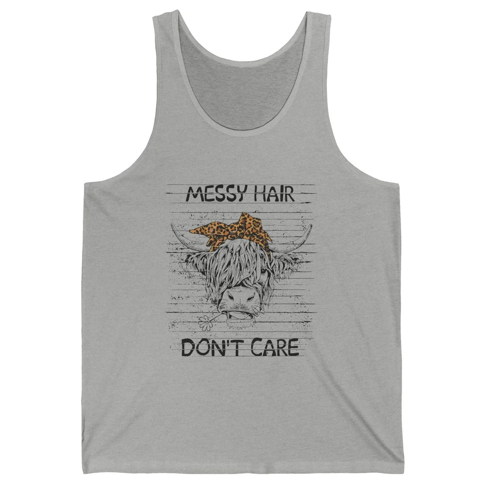 Highland Cow Leopard Bandana Messy Hair Don't Care Western Unisex Jersey Tank