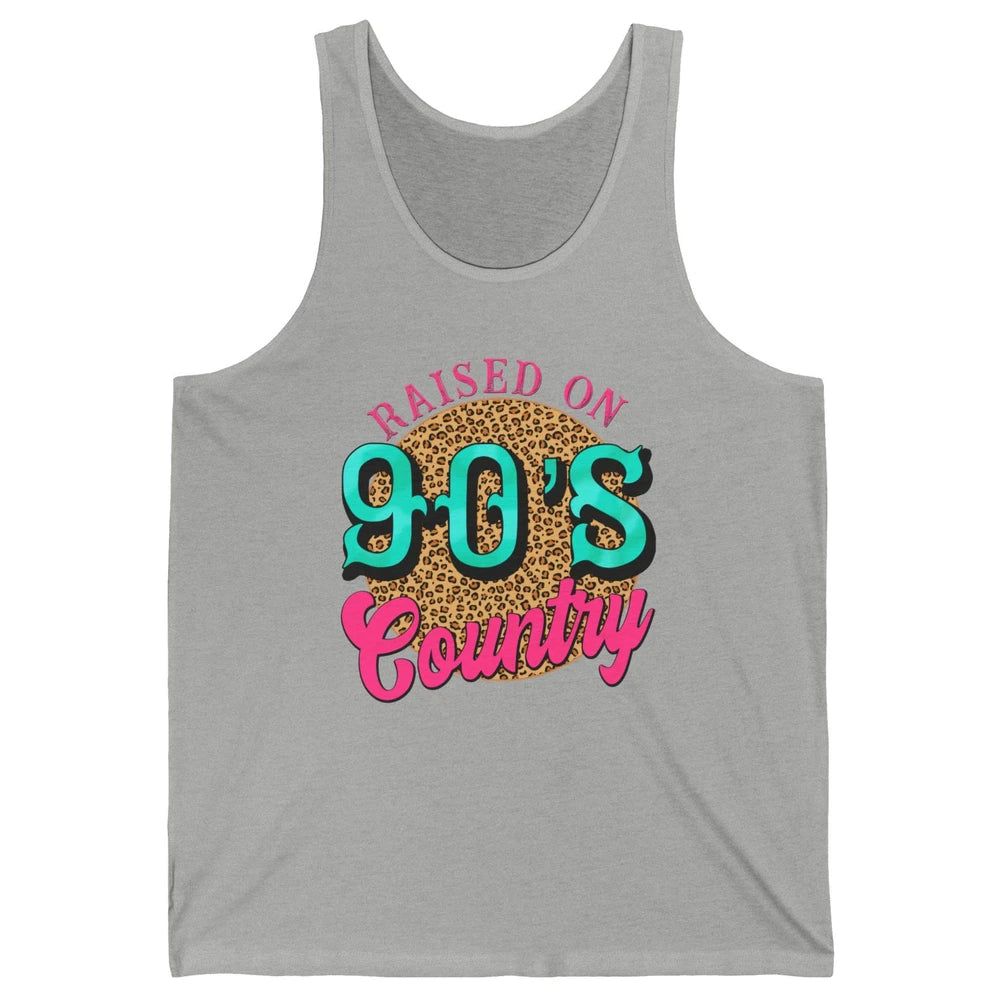 Retro Leopard Raised On 90s Country Birthday Western Country Unisex Jersey Tank