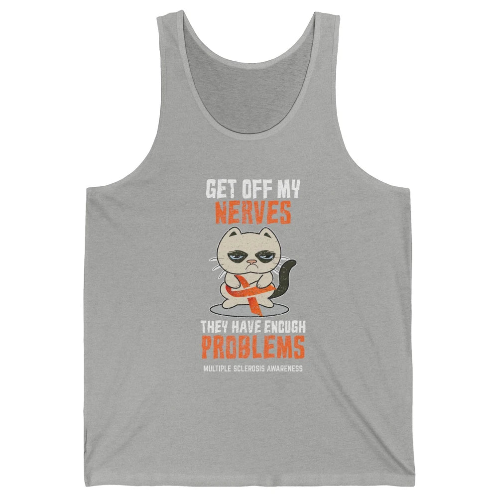 Multiple Sclerosis Awareness Ms Cancer Cat Orange Ribbon Unisex Jersey Tank