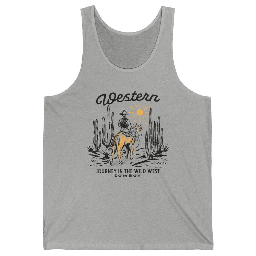 Retro Cowboy Riding Desert Sunset Western Journey Wild West Unisex Jersey Tank