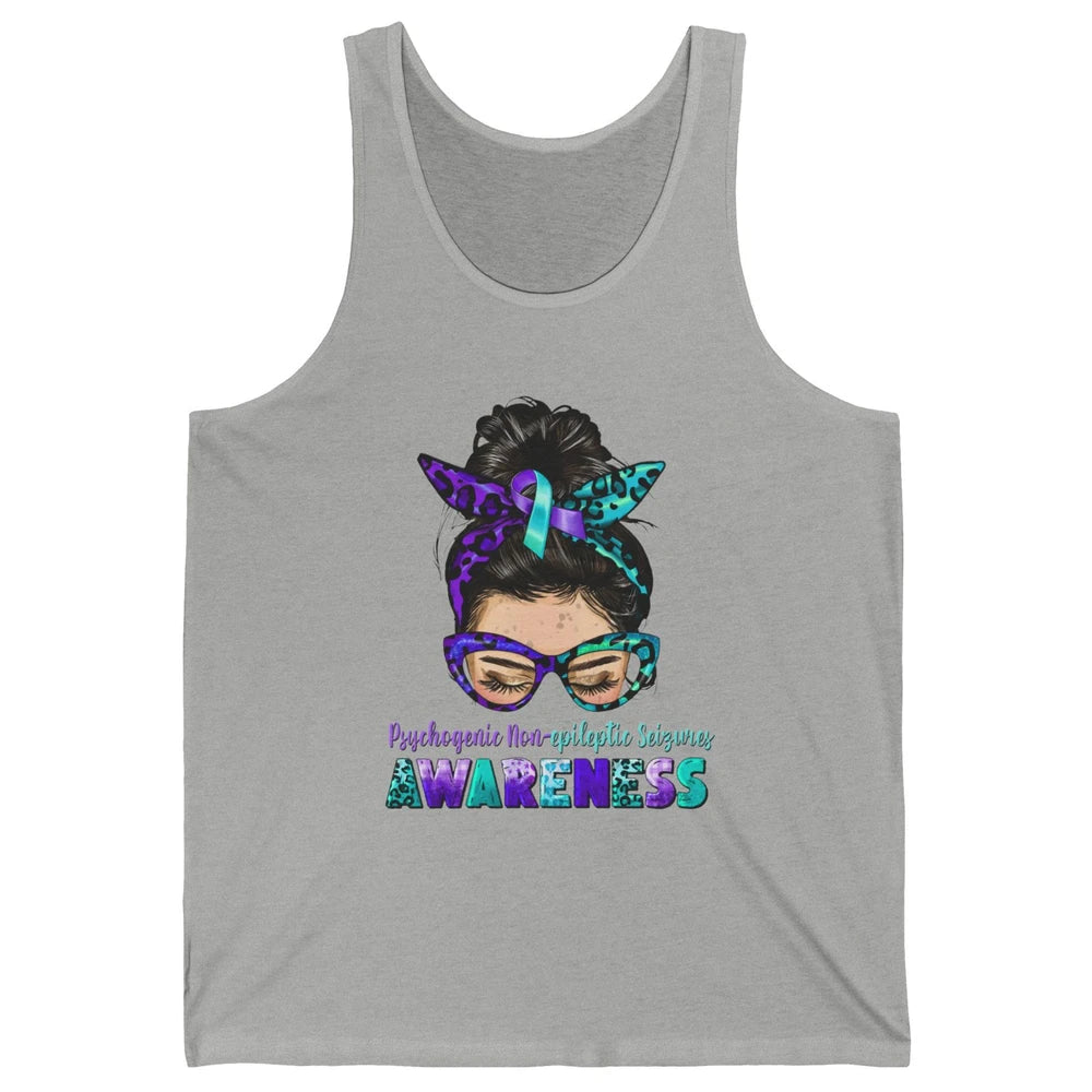 Psychogenic Non-epileptic Seizures PNES Ribbon Messy Bun Mom Unisex Jersey Tank