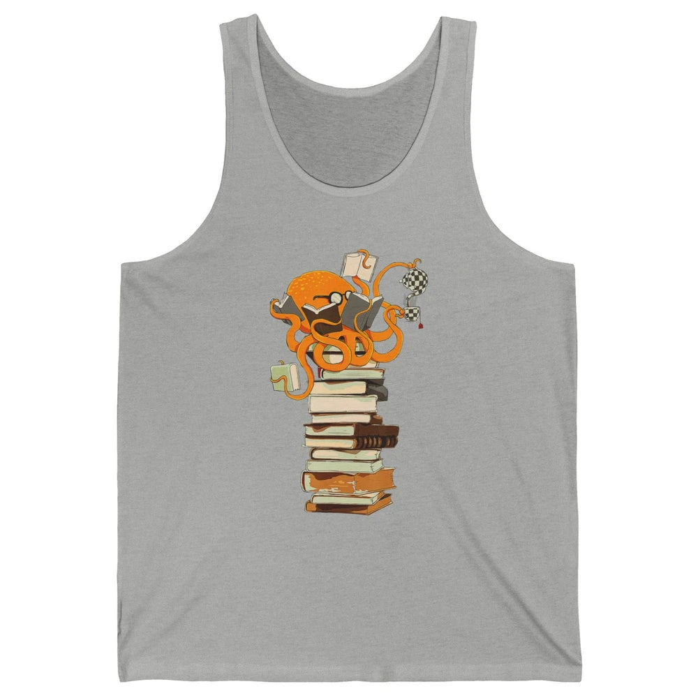 Reading Books Octopus Tea Coffee Sea Animal Marine Bookish Unisex Jersey Tank
