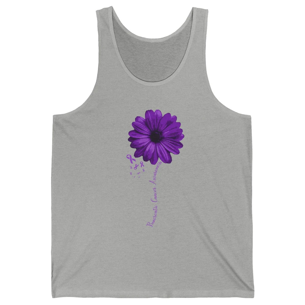 Pancreatic Cancer Awareness Purple Ribbon Daisy Flower Unisex Jersey Tank
