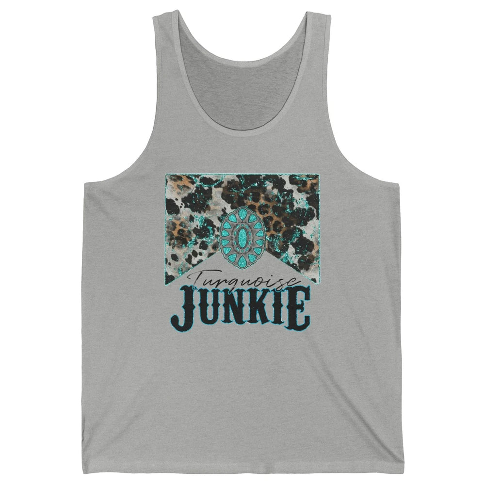 Retro Leopard Turquoise Junkie Gemstone Western Country Unisex Jersey Tank