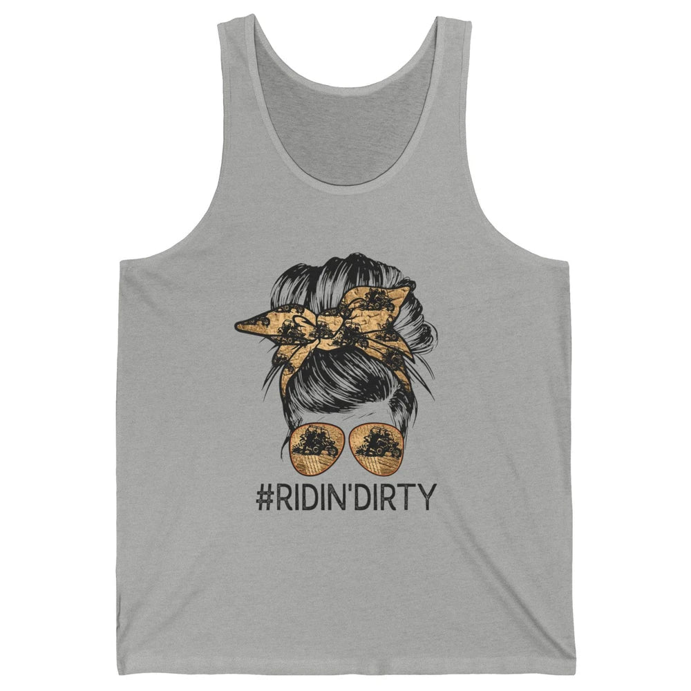 Messy Hair Woman Glasses Riding Dirty ATV SXS Rider Offroad Unisex Jersey Tank