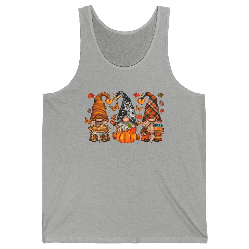 Retro Fall Gnomies Pumpkin Falling Leaves Thanksgiving Gnome Unisex Jersey Tank