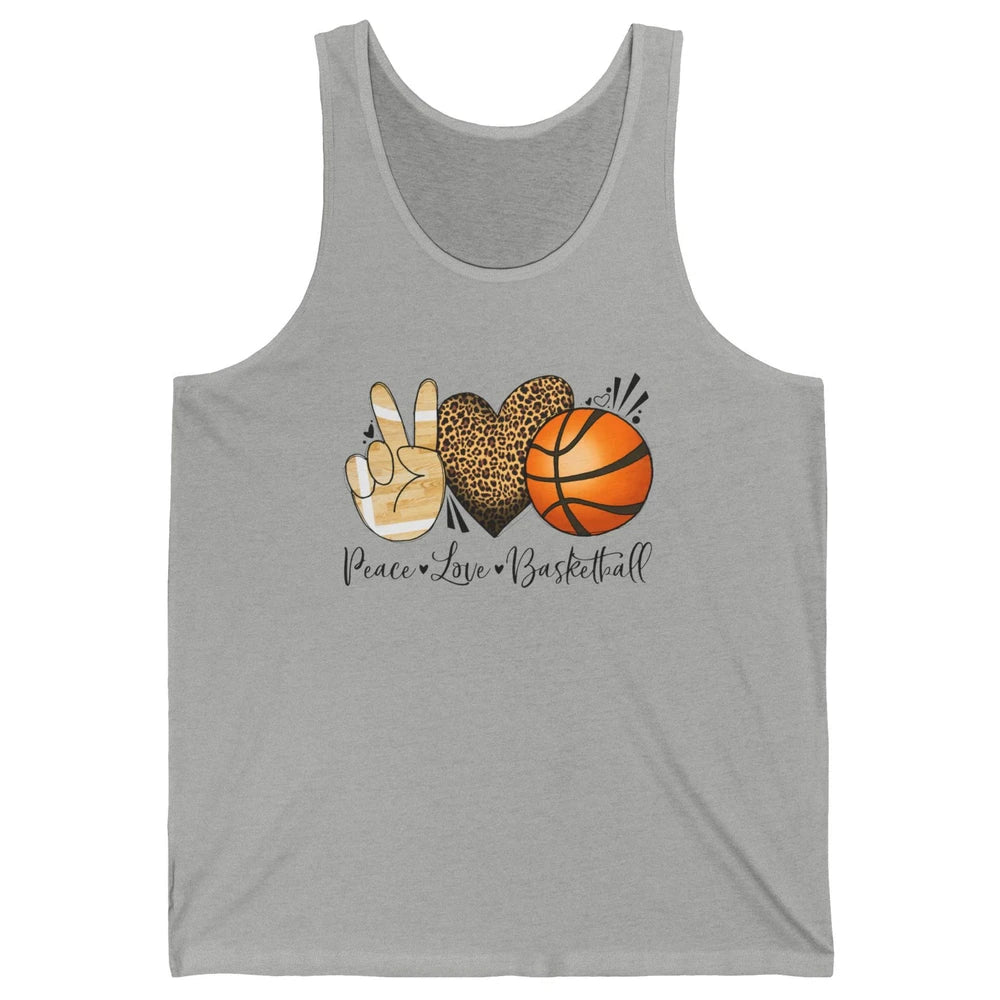 Peace Love Basketball Leopard Heart Basketball Lovers Gift Unisex Jersey Tank