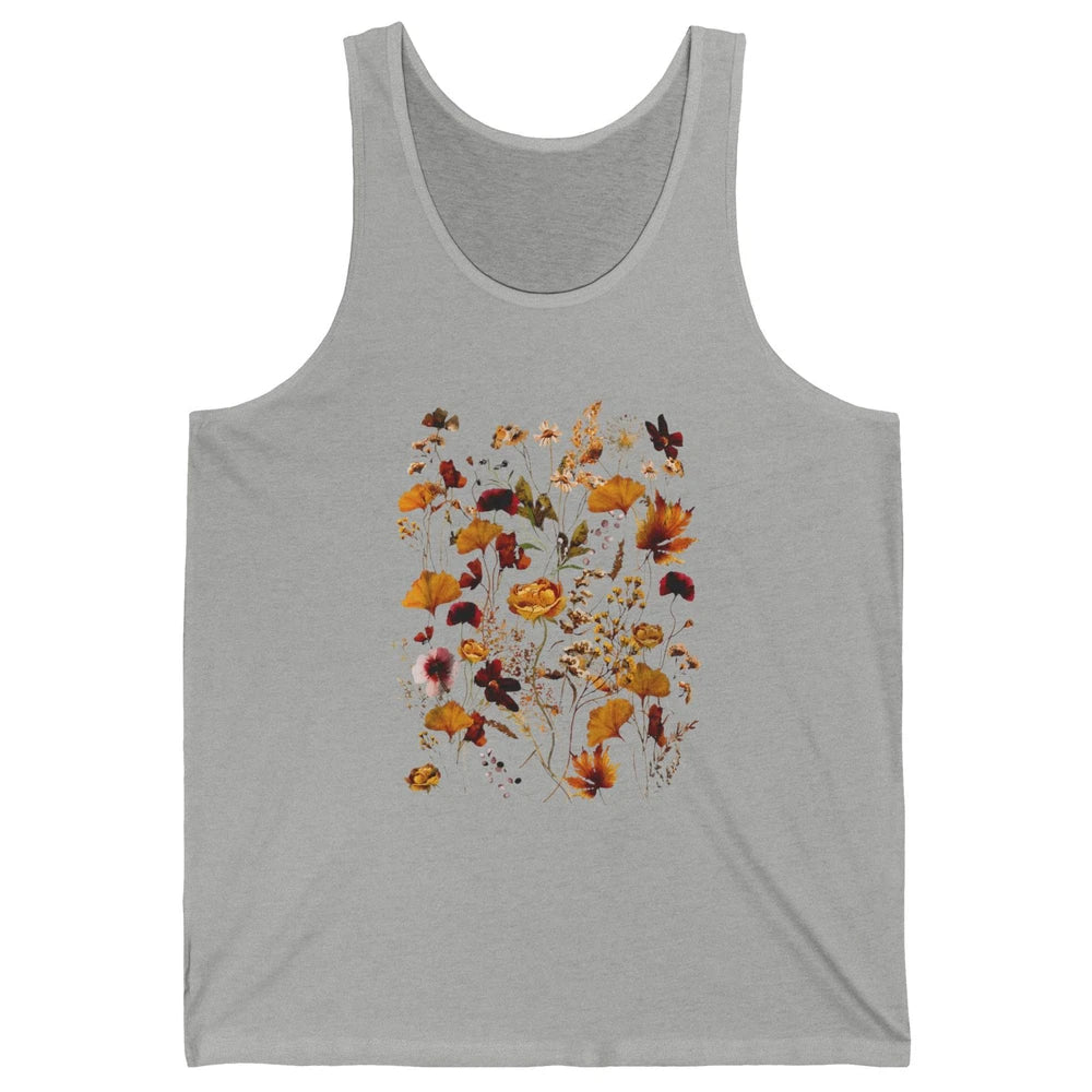 Pressed Flowers Plant Botanical Garden Wildflower Vintage Unisex Jersey Tank