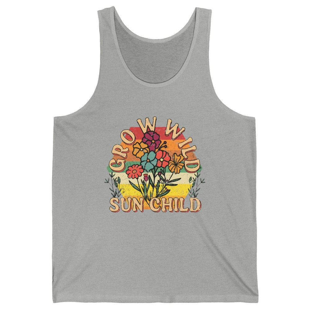 Retro Grow Wild Sun Child 70s Aesthetic Boho Western Summer Unisex Jersey Tank