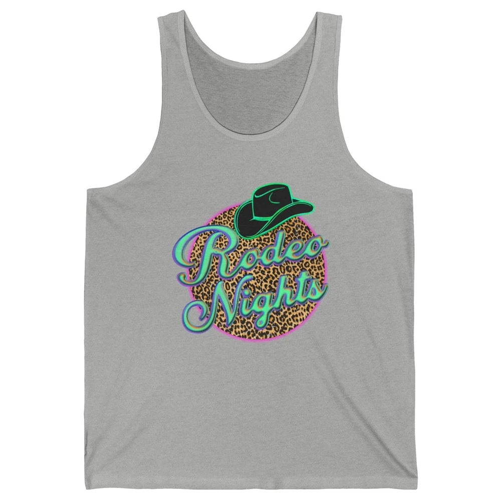 Retro Leopard Cowboy Hat Rodeo Night Western Country Cowgirl Unisex Jersey Tank
